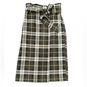 H&M Plaid Midi Skirt - Green and White